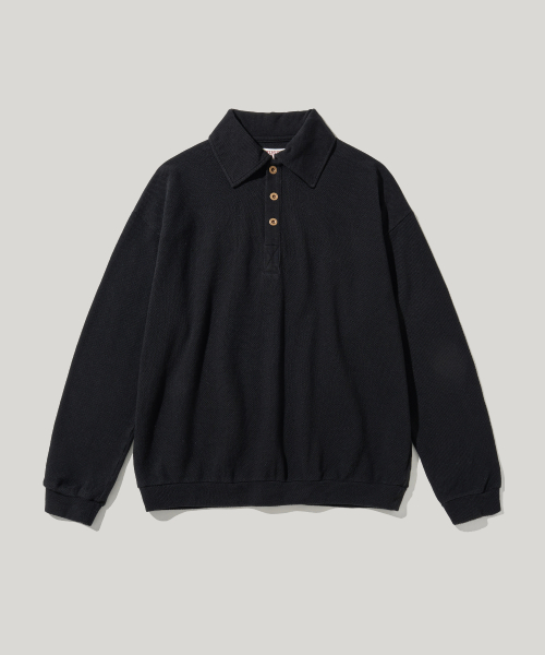 RC широкий COLLAR VINTAGE PIQUE SHIRT_BLACK