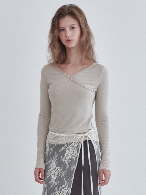 LACE TRIM JERSEY TOP_BEIGE