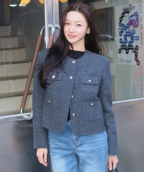 마인드브릿지 우먼 [W]핸드메이드 라운드넥 자켓 - 2color