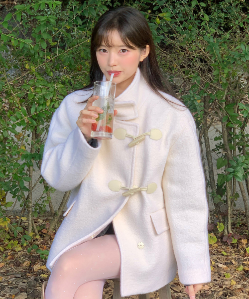 [W]하이넥 부클 하프 코트 - 2color
