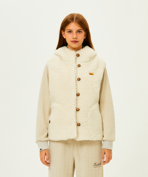 Женский флисовый жилет с капюшоном Brownie, IVORY