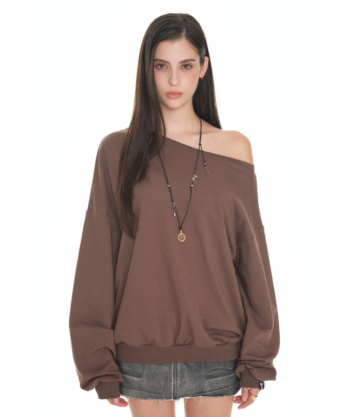 Asymmetric One Shoulder Свитшот Brown