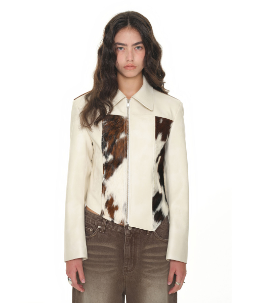 Hairy Leather Asymmetric Куртка Ivory