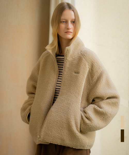 Embroidered reversible fleece jumper [KNFW04JP03]_[2color]