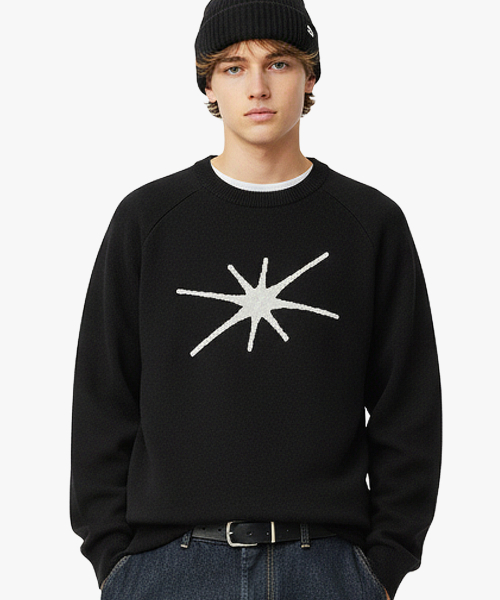Вязаный джемпер жаккард Washable Glowbeam [Black]