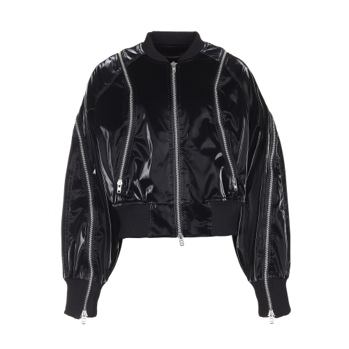 круглый бомбер на молнии glossy Black