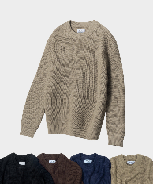 M1074 Crew Neck Оверсайз Хлопковый Свитер (4 цвета)