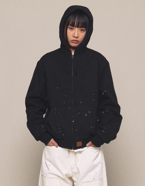 [Mmlg] WASHED WORKERS HOODIE JACKET (BLACK)
