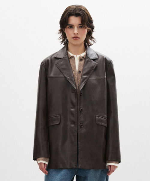 (W) Кожаная куртка western brown