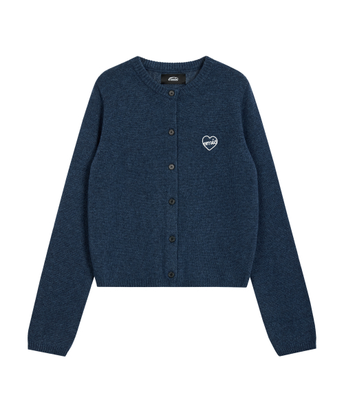 (W) HEART KNIT CARDIGAN-NAVY