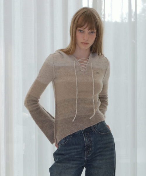 GRADIENT HOOD PULLOVER [BEIGE]