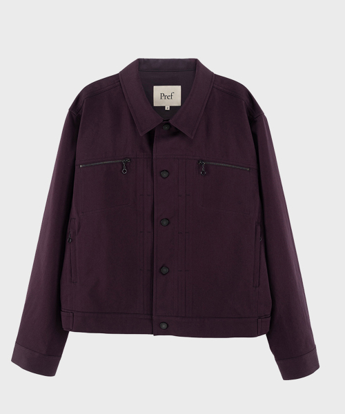 PURPLE COTTON TWILL TRUCKER JACKET