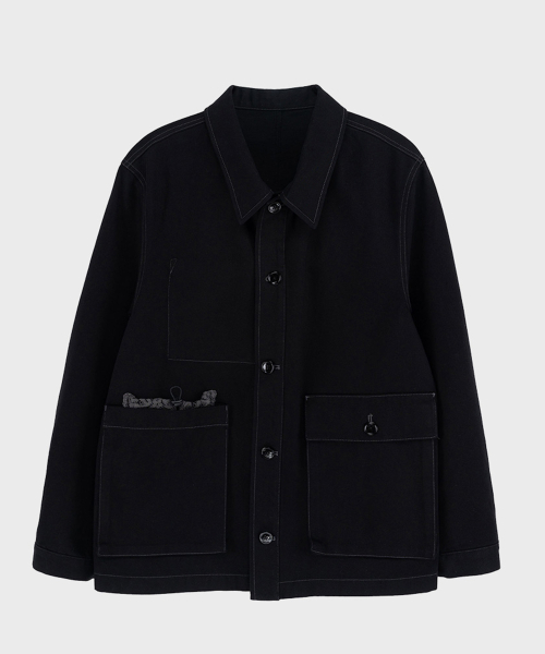 BLACK LACE POINTED FRENCH WORK JACKET