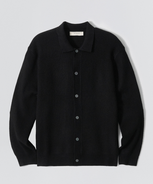 Modern Rib Collar Cardigan_Black