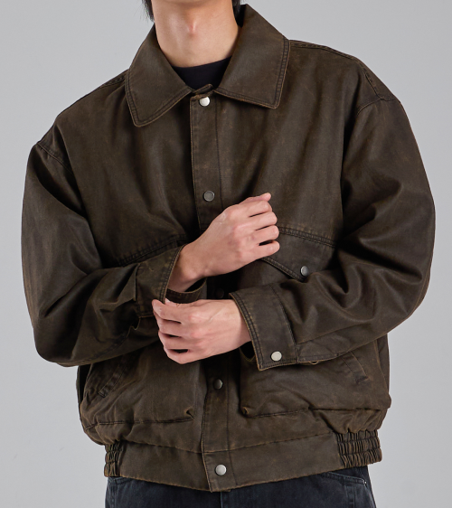 Оверсайз куртка из потертой экокожи, Dark Brown