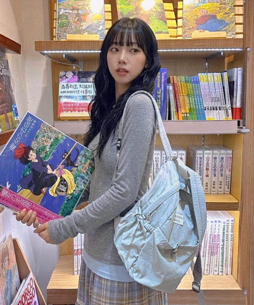 mini ver. Ribbon pocket backpack_Fog blue