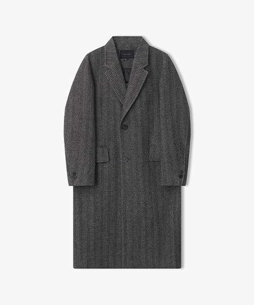 Полудвубортное пальто LLW21632 Black Herringbone