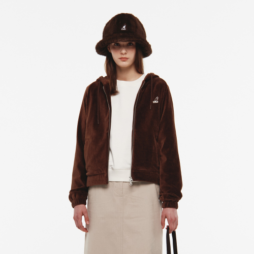 Женское вельветовое худи на молнии 5144 Brown
