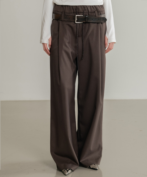 (W) Свободные брюки на резинке Brown