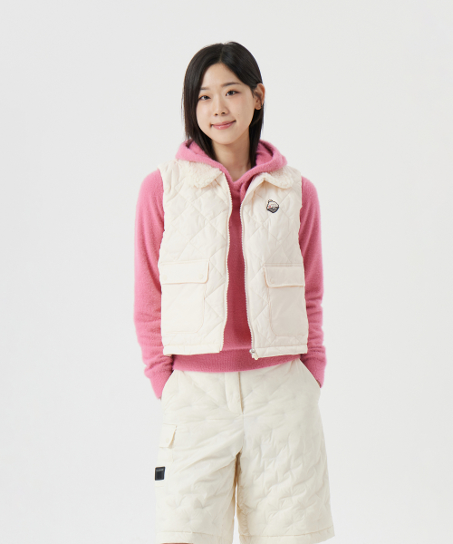 (W) Fleece Collar Quilted Vest G5VAW25831IVX