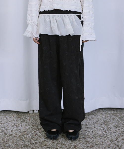 Брюки на резинке Daisy Seersucker, Black