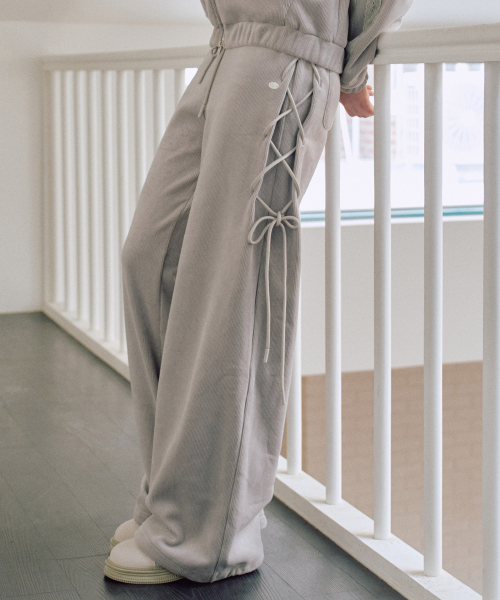 Велюровые брюки на шнуровке Chloe [LIGHT GREY]