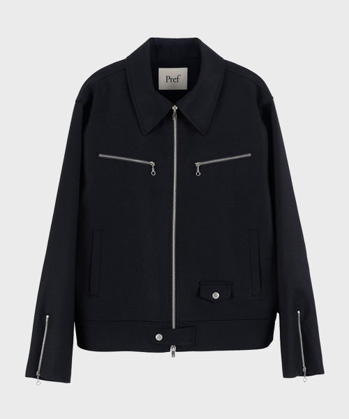 BLACK WOOL SINGLE RIDER JACKET