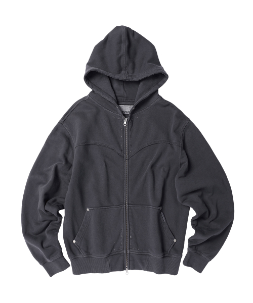 DYED HOODIE ZIP-UP CHARCOAL