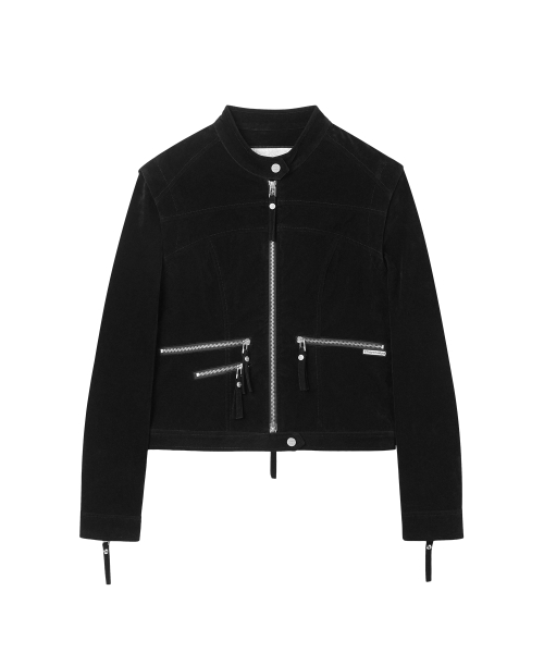 без воротника замша JACKET(W) Чёрный