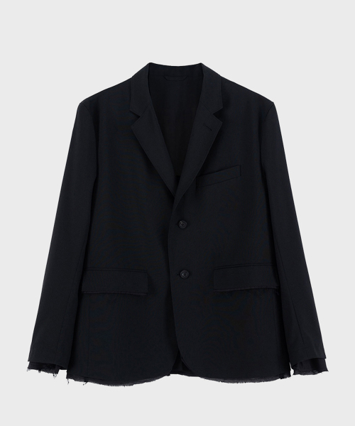 Чёрный необработанный EDGE шерсть BLAZER