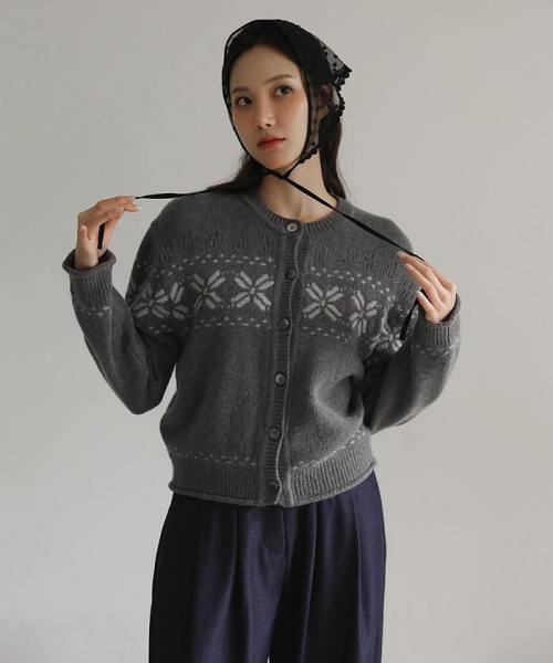 Кашемировый кардиган Snow Flower_Grey