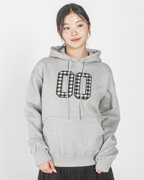 00 CHECK PATCH HOOD(GREY)