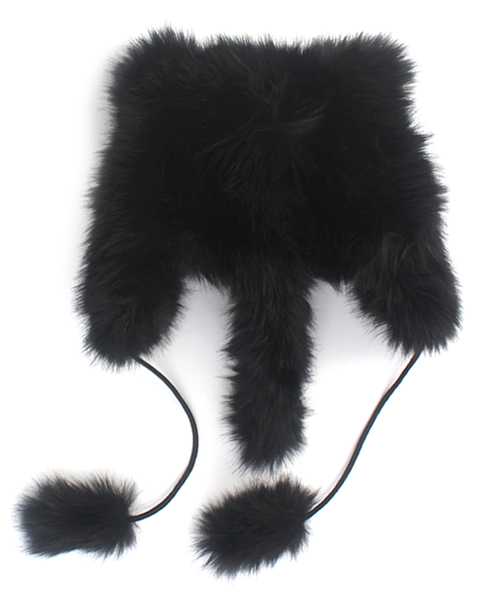 Fox Black Poly Fur Balaclava 여우모자