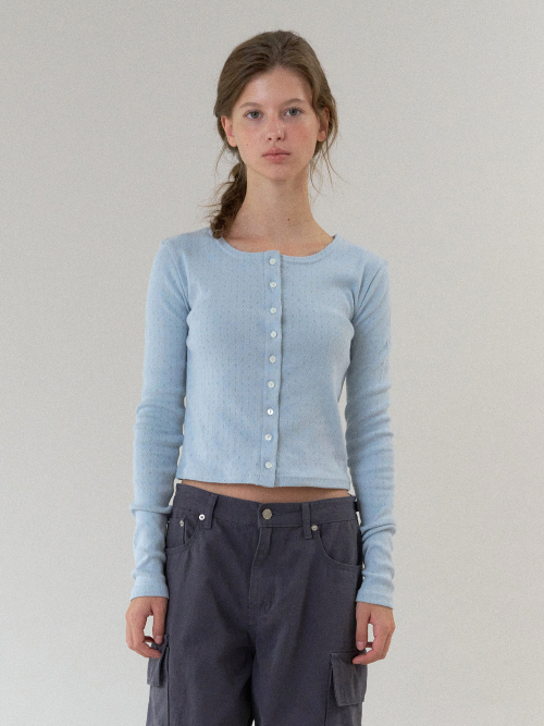 Serena Button Кардиган (Baby Blue)