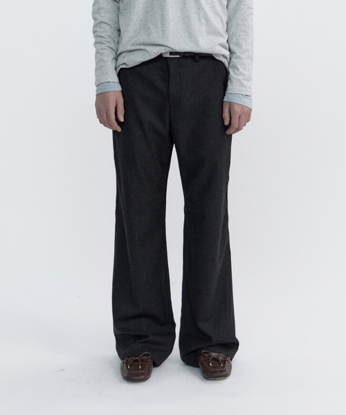 SLANT FLARE шерсть шёлк TROUSERS - NEP Чёрный