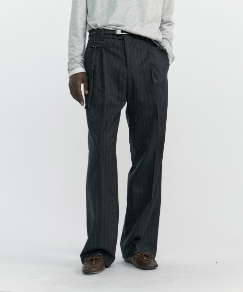 PULLER STRIPE шерсть TROUSERS - Угольно-серый