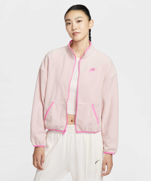 Свободная флисовая куртка NIKE Club Fleece W - Silt Red:Playful Pink / HV2731-667
