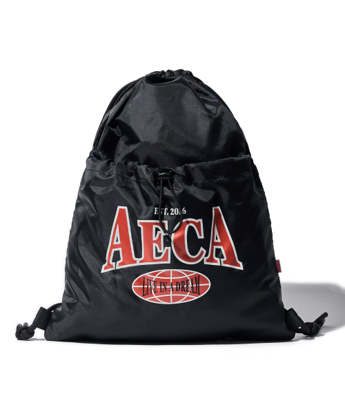 AECA GLOBE STRING GYM BAG-BLACK