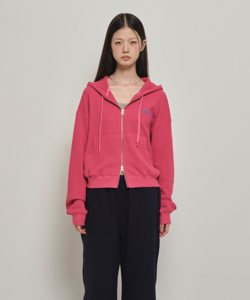HOMEGIRL WAFFLE ZIP-UP (RED)