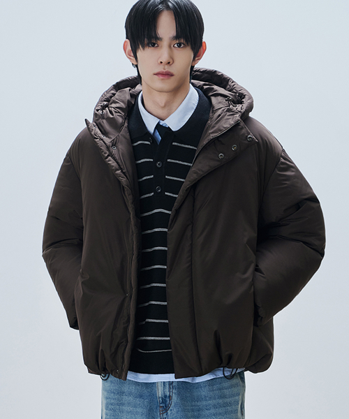 드로우핏 미니멀 후론 후드 다운 자켓 [CHESTNUT BROWN]