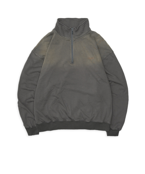 slouchy half-zip up in bleached gray