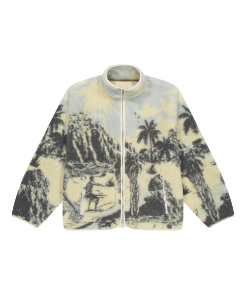 PALM TREE fleece in powder blue/cream