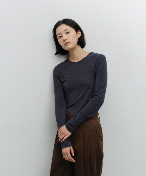 w. шерсть Blend Long Sleeve Tee (Navy)