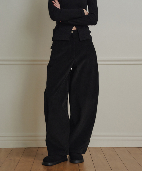Curved Corduroy Брюки_Black