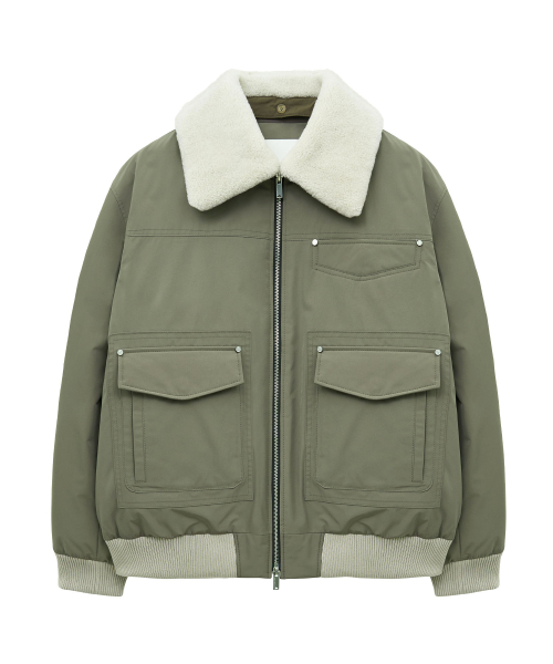 SHEARLING воротник DOWN куртка (KHAKI)