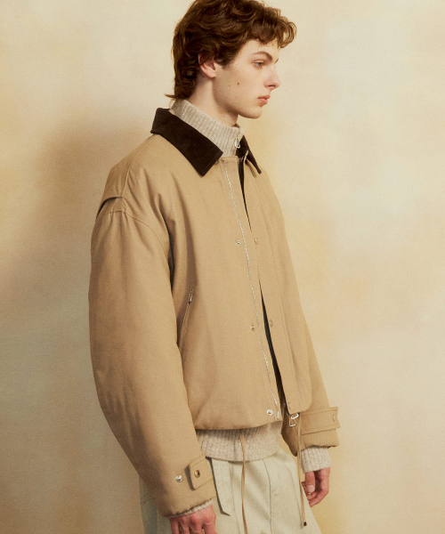 Contrast воротник Padded Blouson (BEIGE)
