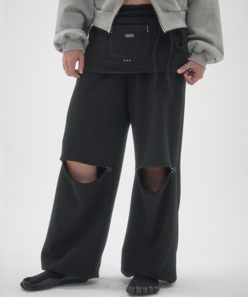 Брюки с юбкой на запах (Black)