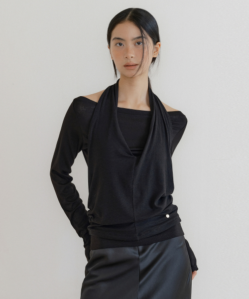 Cowl Tank & Boatneck топ Set (black)