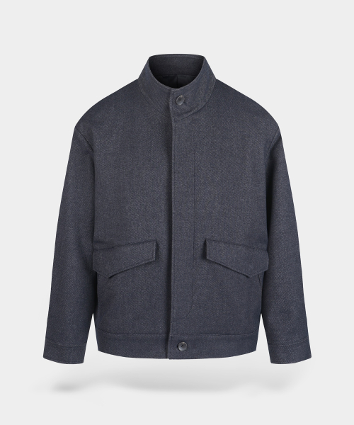 Куртка-блузон с воротником-стойкой и эффектом денима - Dark Navy