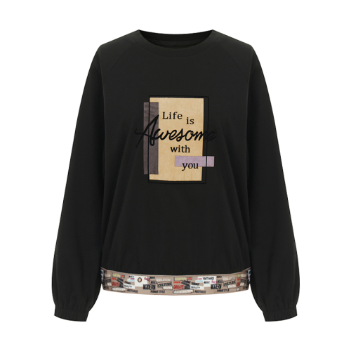 Pattern Banding Raglan Футболка_I5C-CTS021
